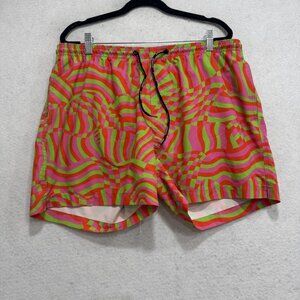 HOMOCO X Zoe Schlacter Shorts Mens XL Multicolor Psychedelic Swim Trunks Pockets